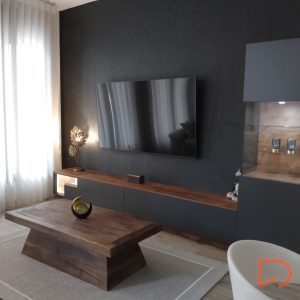 Zona TV estilo rústico-moderno